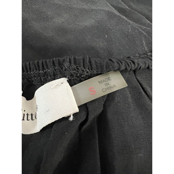 Women Black Milkmaid Cropped Top S Organza Puff Sheer Sleeve Coquette Whimsygoth - Picture 7 of 8